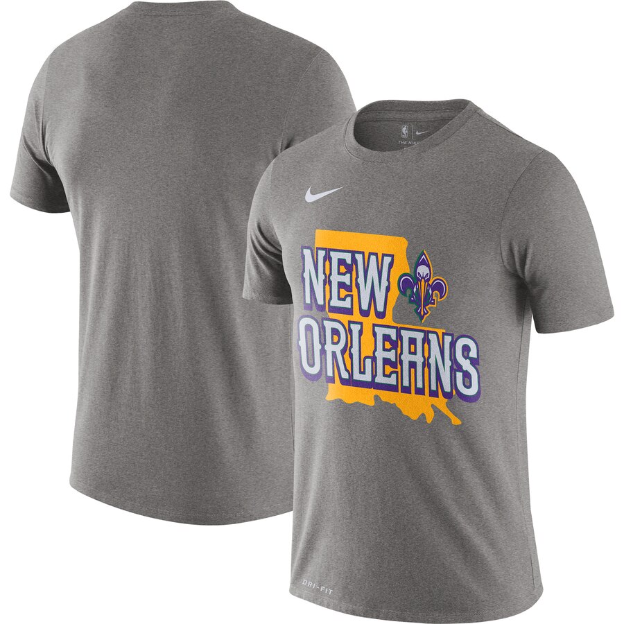 Men 2020 NBA Nike New Orleans Pelicans Heather Gray 201920 City Edition Hometown Performance TShirt